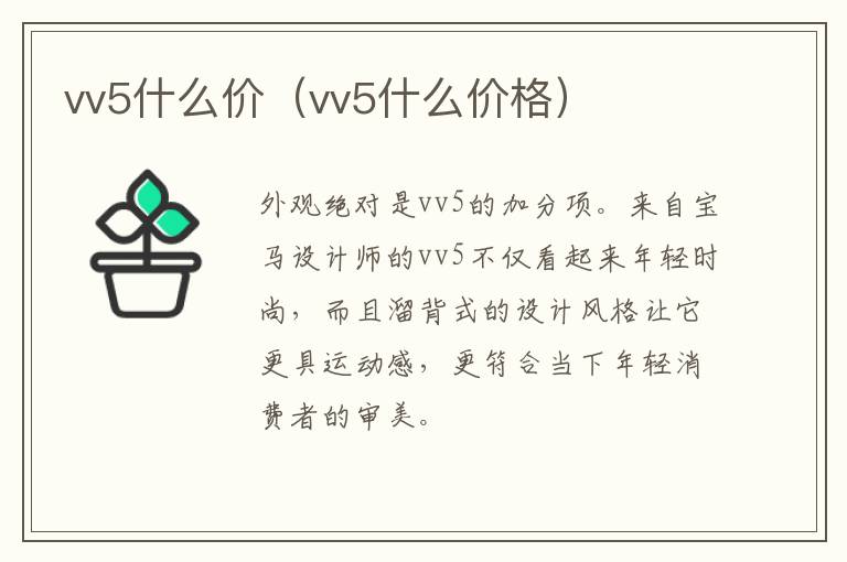 vv5什么价（vv5什么价格）
