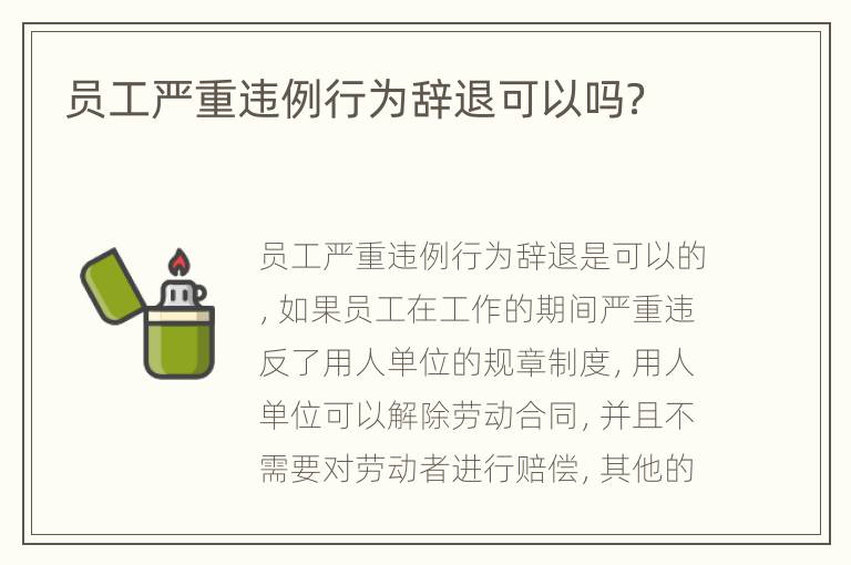员工严重违例行为辞退可以吗？