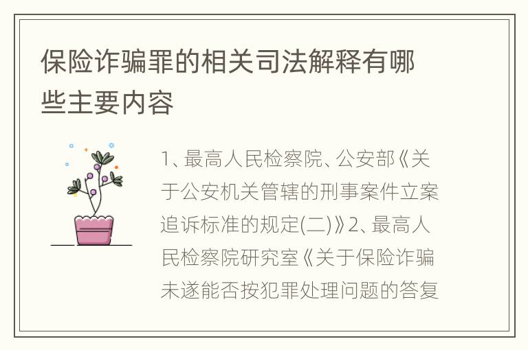 保险诈骗罪的相关司法解释有哪些主要内容