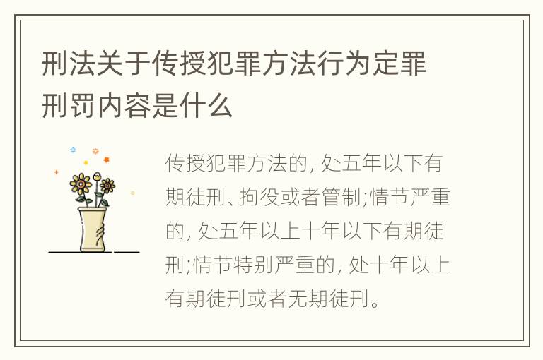 刑法关于传授犯罪方法行为定罪刑罚内容是什么