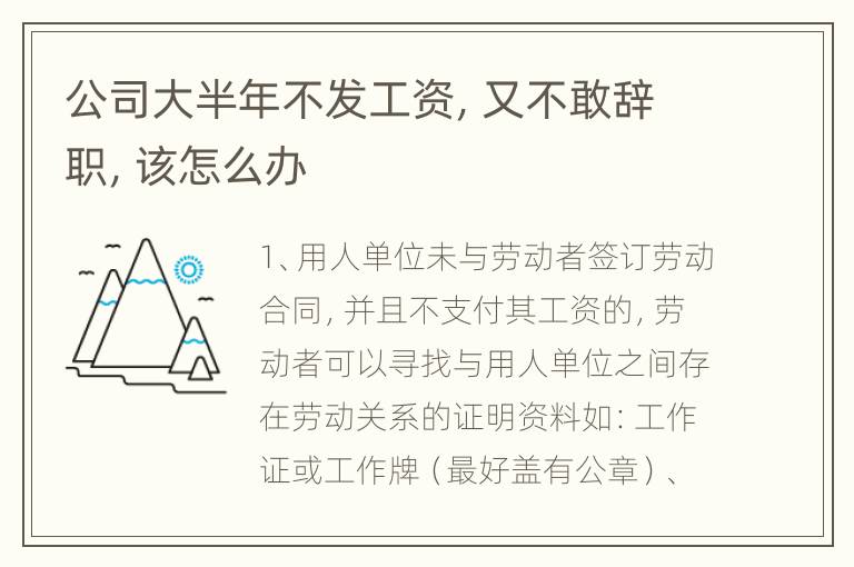 公司大半年不发工资，又不敢辞职，该怎么办