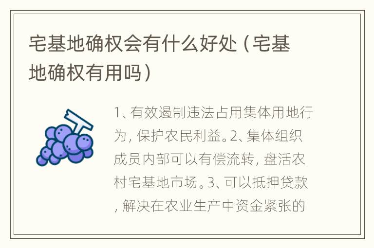 宅基地确权会有什么好处（宅基地确权有用吗）
