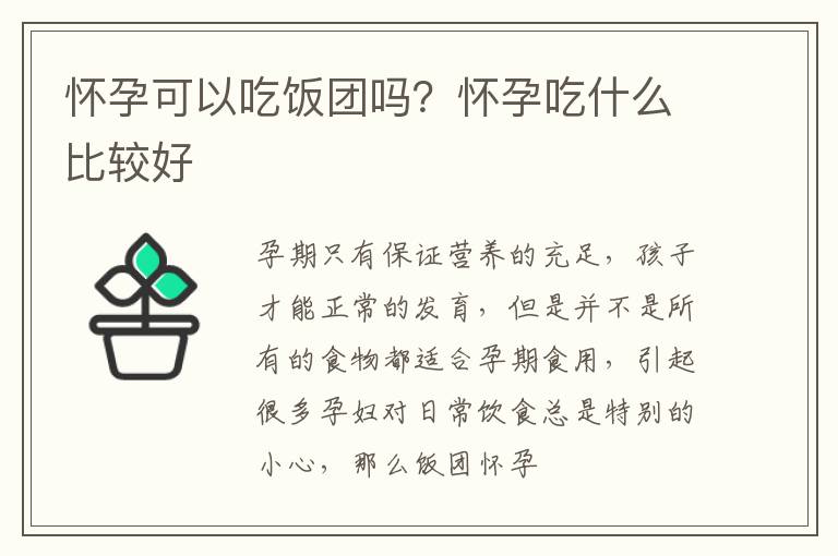 怀孕可以吃饭团吗？怀孕吃什么比较好