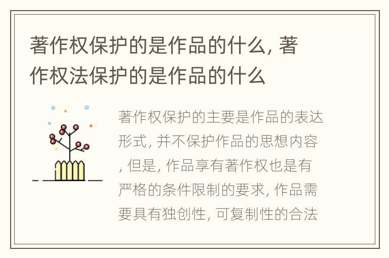 著作权保护的是作品的什么，著作权法保护的是作品的什么