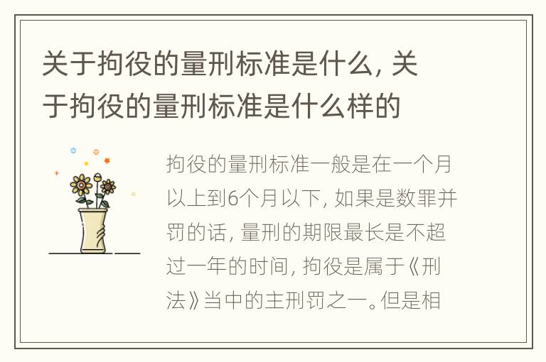 关于拘役的量刑标准是什么，关于拘役的量刑标准是什么样的