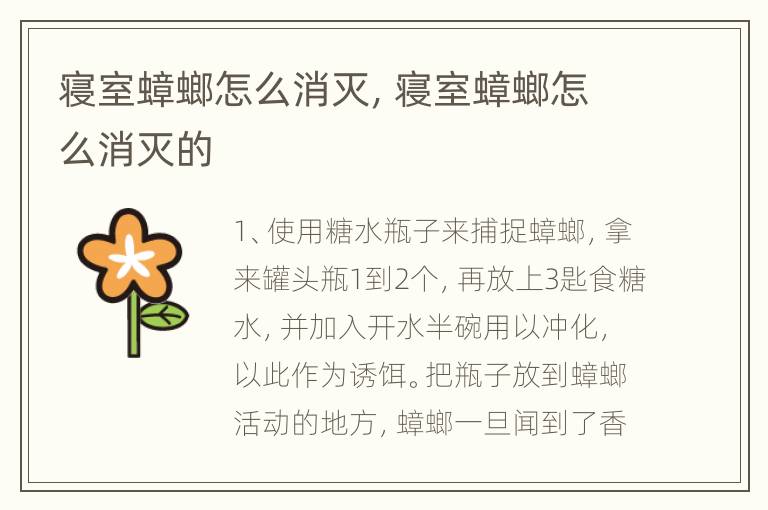 寝室蟑螂怎么消灭，寝室蟑螂怎么消灭的