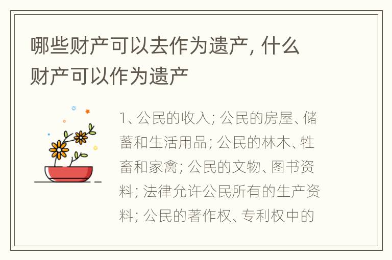 哪些财产可以去作为遗产，什么财产可以作为遗产