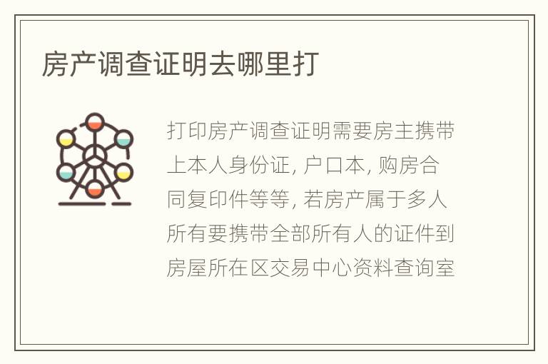 房产调查证明去哪里打