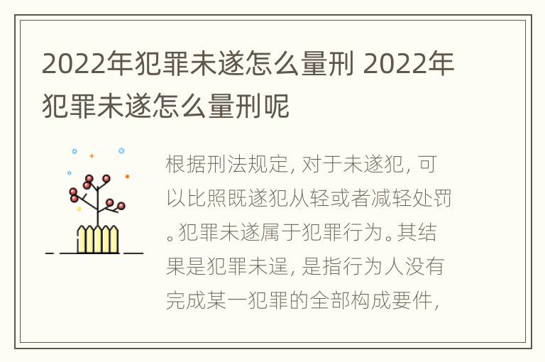2022年犯罪未遂怎么量刑 2022年犯罪未遂怎么量刑呢