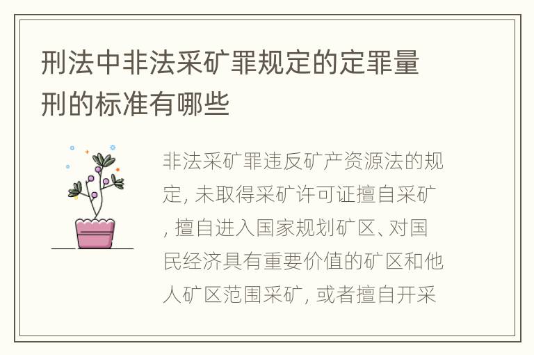 刑法中非法采矿罪规定的定罪量刑的标准有哪些