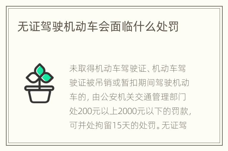 无证驾驶机动车会面临什么处罚