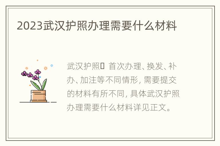 2023武汉护照办理需要什么材料