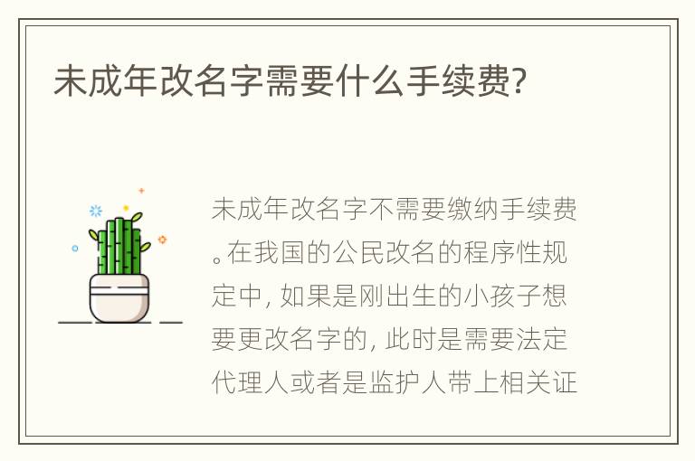 未成年改名字需要什么手续费？