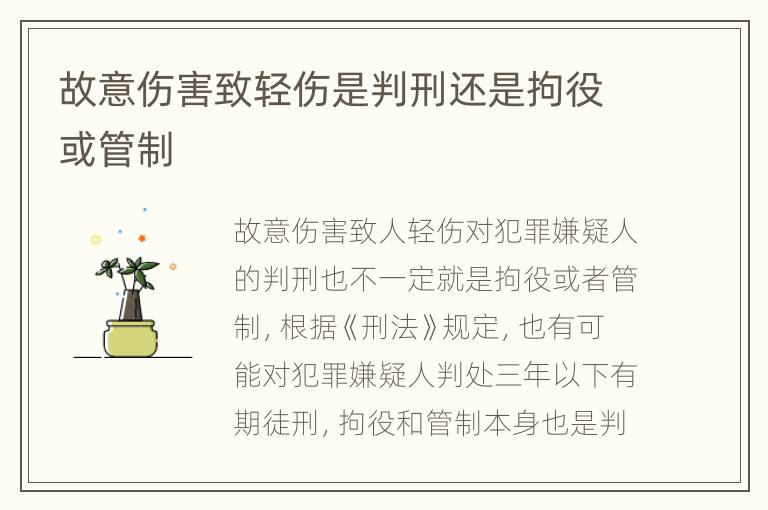 故意伤害致轻伤是判刑还是拘役或管制
