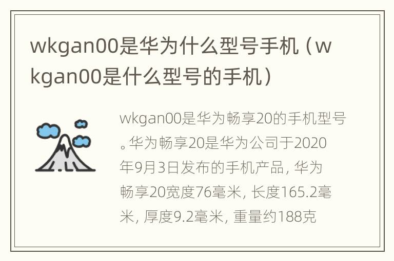wkgan00是华为什么型号手机（wkgan00是什么型号的手机）