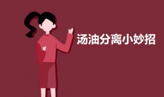 汤油分离小妙招 汤油如何分离