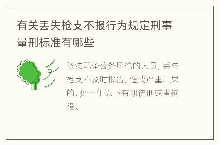 有关丢失枪支不报行为规定刑事量刑标准有哪些