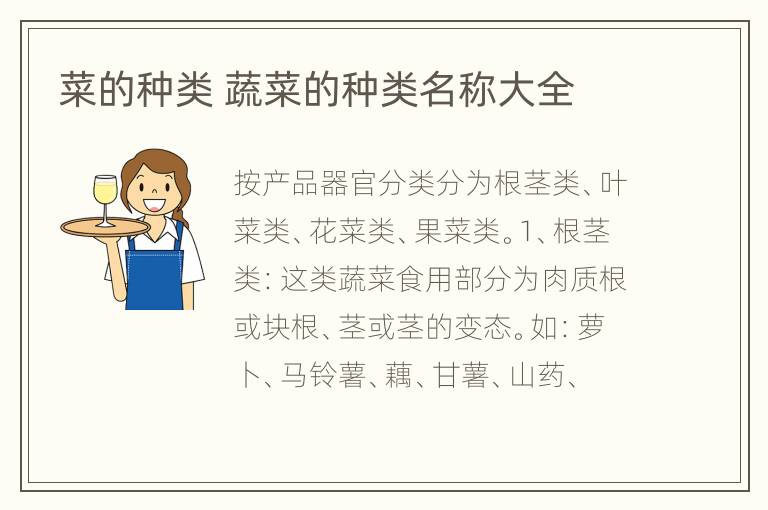 菜的种类 蔬菜的种类名称大全