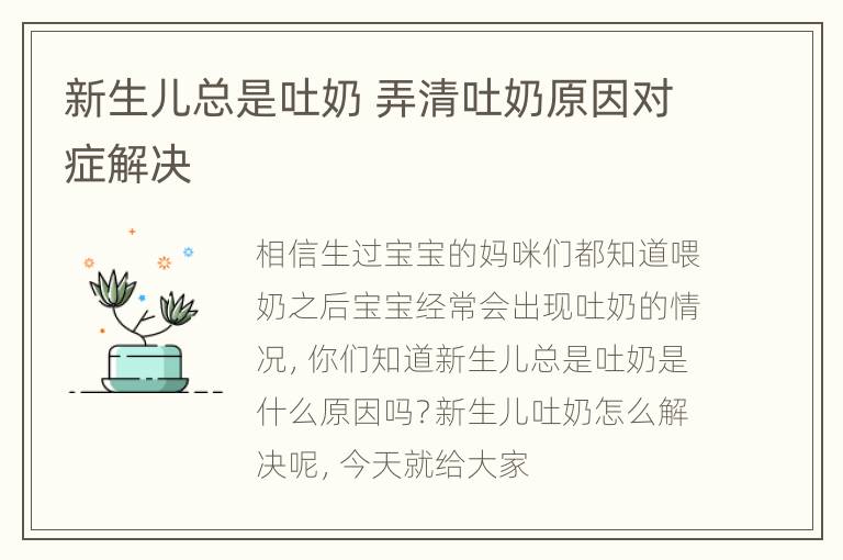新生儿总是吐奶 弄清吐奶原因对症解决