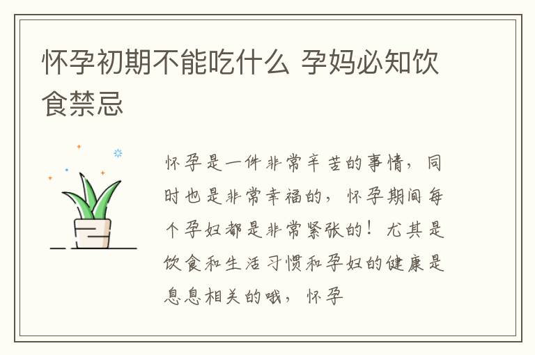 怀孕初期不能吃什么 孕妈必知饮食禁忌