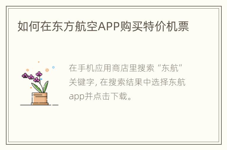 如何在东方航空APP购买特价机票