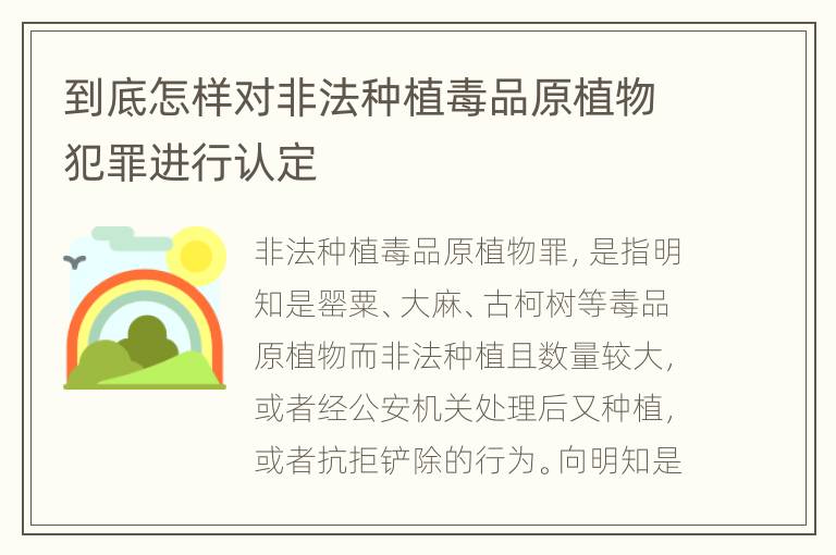 到底怎样对非法种植毒品原植物犯罪进行认定