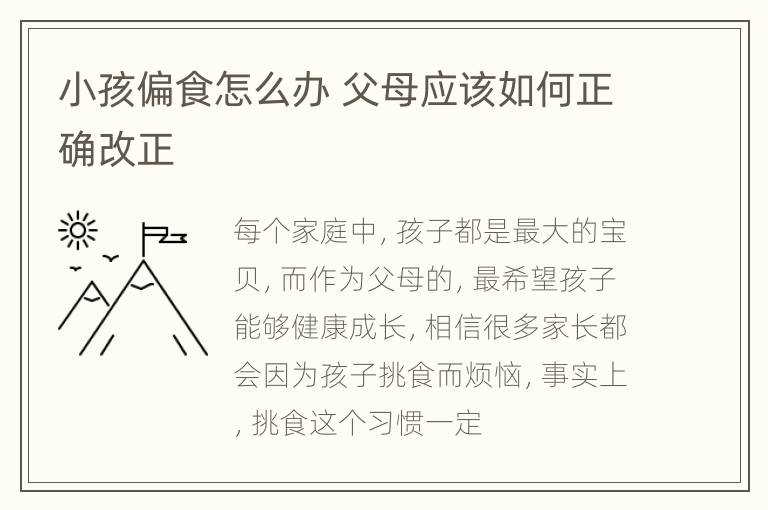 小孩偏食怎么办 父母应该如何正确改正