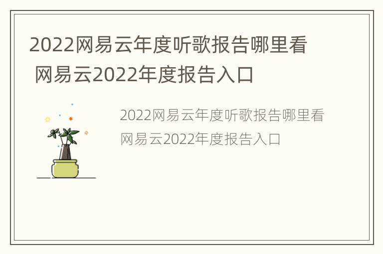 2022网易云年度听歌报告哪里看 网易云2022年度报告入口
