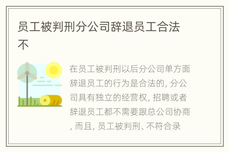 员工被判刑分公司辞退员工合法不