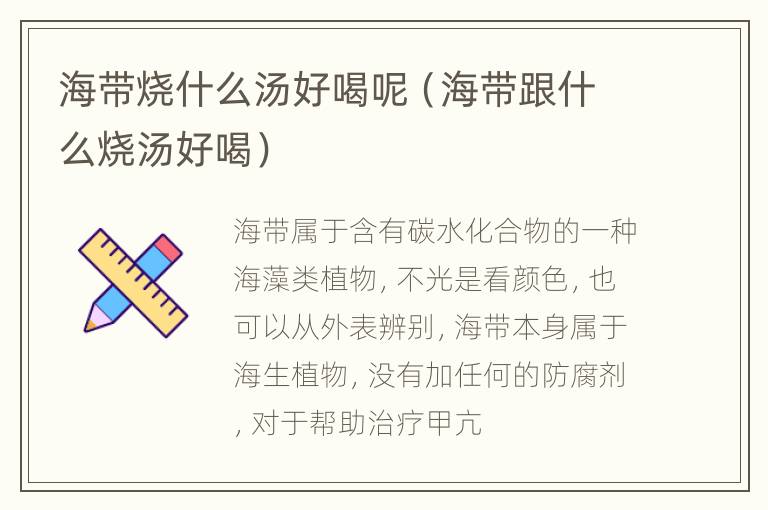 海带烧什么汤好喝呢（海带跟什么烧汤好喝）