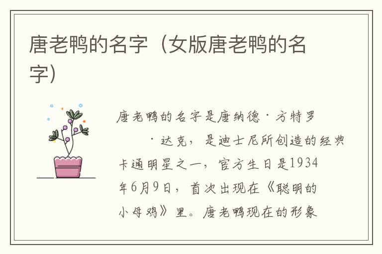 唐老鸭的名字（女版唐老鸭的名字）