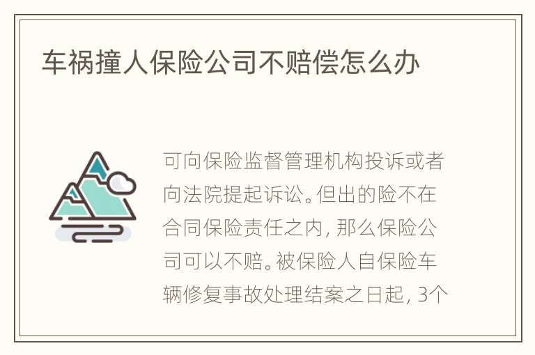 车祸撞人保险公司不赔偿怎么办