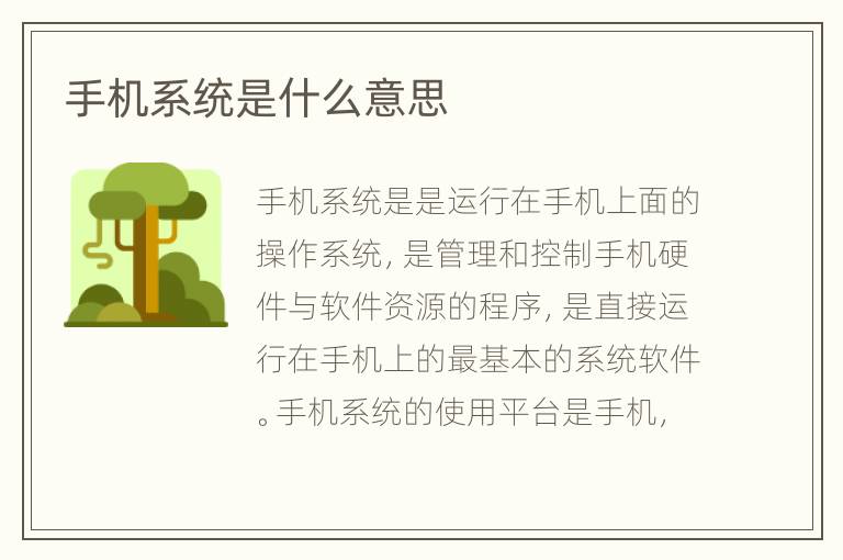 手机系统是什么意思