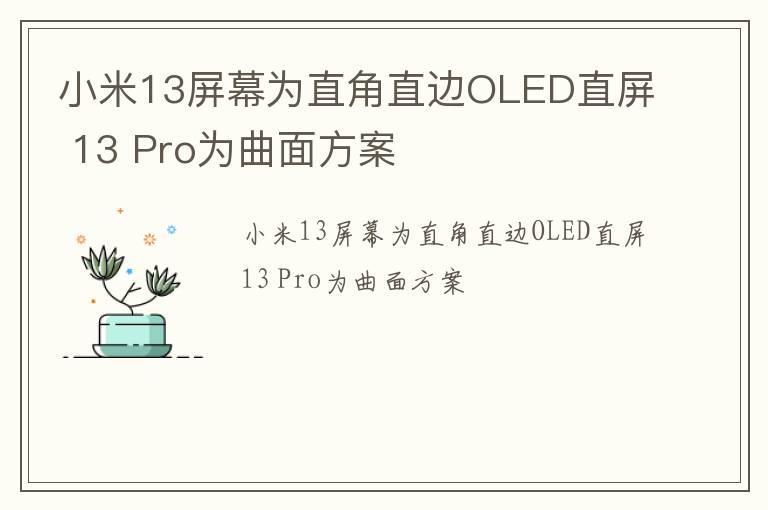 小米13屏幕为直角直边OLED直屏 13 Pro为曲面方案