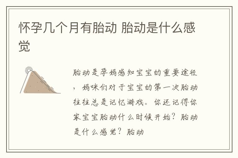 怀孕几个月有胎动 胎动是什么感觉