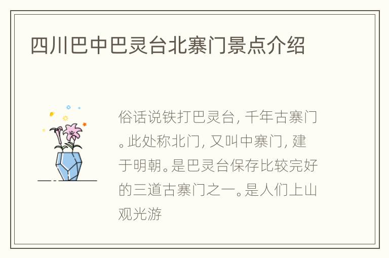四川巴中巴灵台北寨门景点介绍