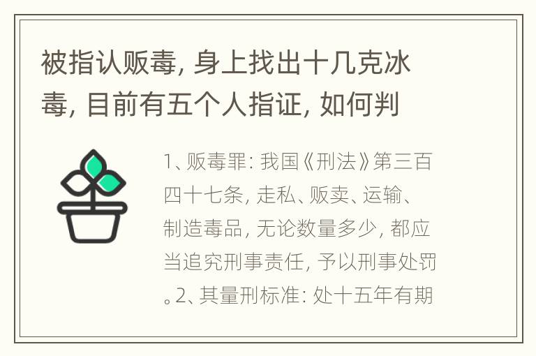 被指认贩毒，身上找出十几克冰毒，目前有五个人指证，如何判刑