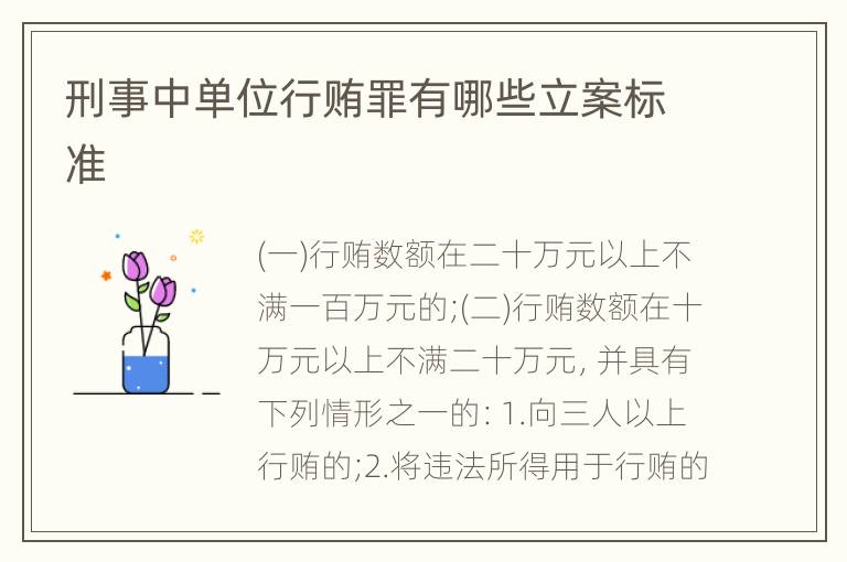 刑事中单位行贿罪有哪些立案标准