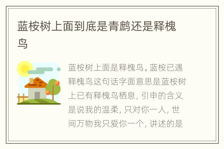 蓝桉树上面到底是青鹧还是释槐鸟