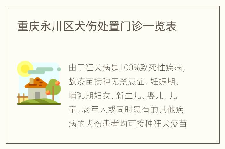 重庆永川区犬伤处置门诊一览表