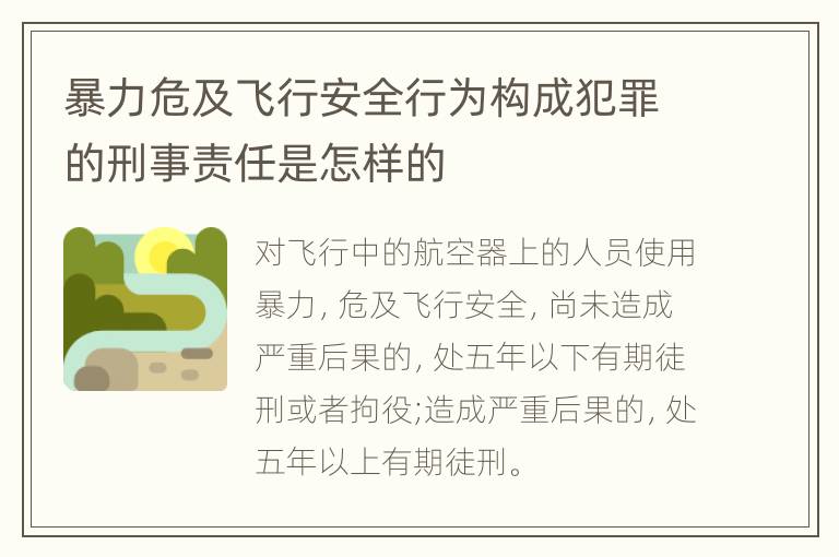 暴力危及飞行安全行为构成犯罪的刑事责任是怎样的