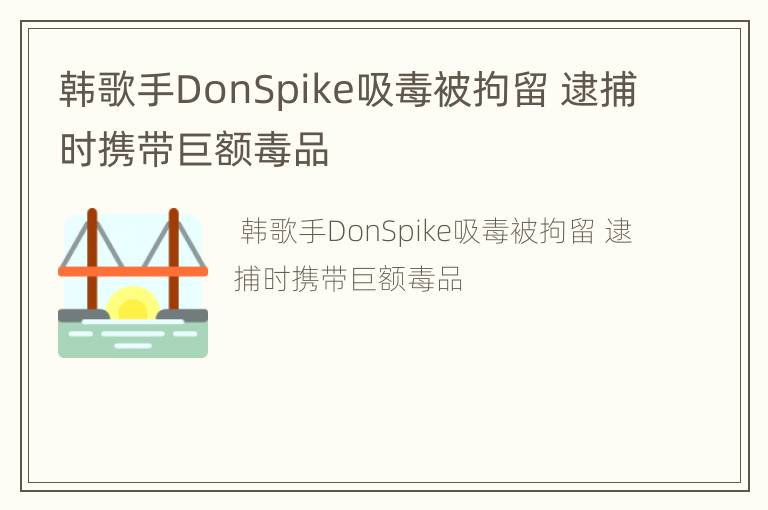 韩歌手DonSpike吸毒被拘留 逮捕时携带巨额毒品