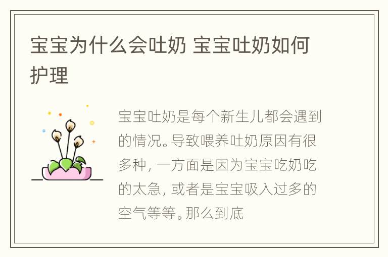 宝宝为什么会吐奶 宝宝吐奶如何护理