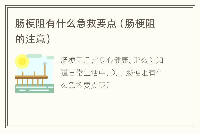 肠梗阻有什么急救要点（肠梗阻的注意）