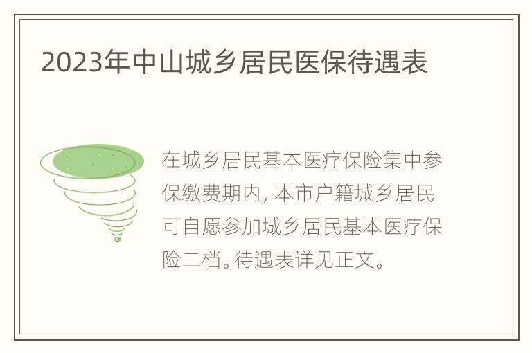 2023年中山城乡居民医保待遇表