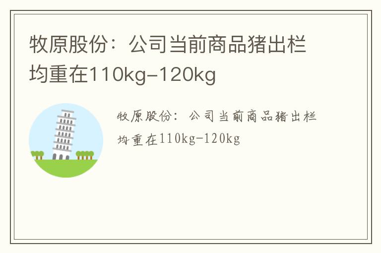 牧原股份：公司当前商品猪出栏均重在110kg-120kg