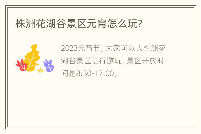 株洲花湖谷景区元宵怎么玩？