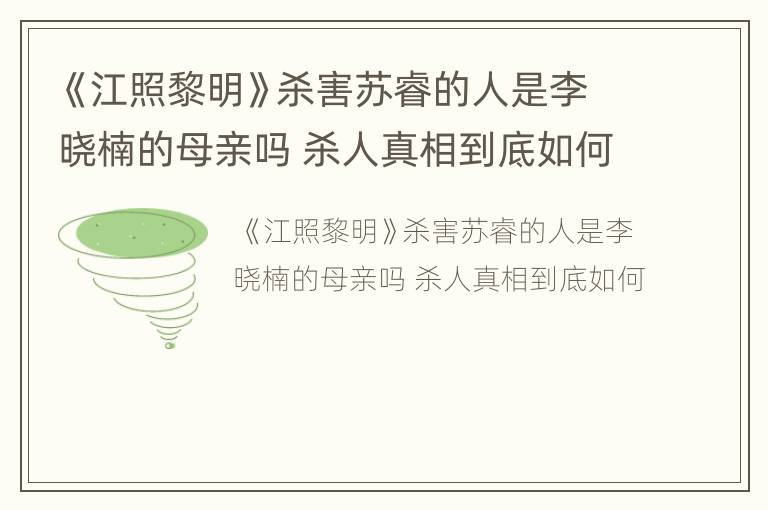 《江照黎明》杀害苏睿的人是李晓楠的母亲吗 杀人真相到底如何
