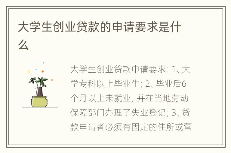 大学生创业贷款的申请要求是什么