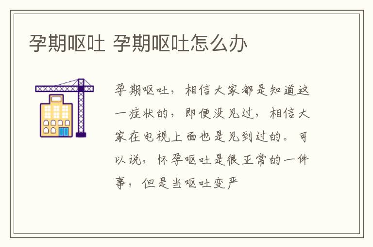 孕期呕吐 孕期呕吐怎么办